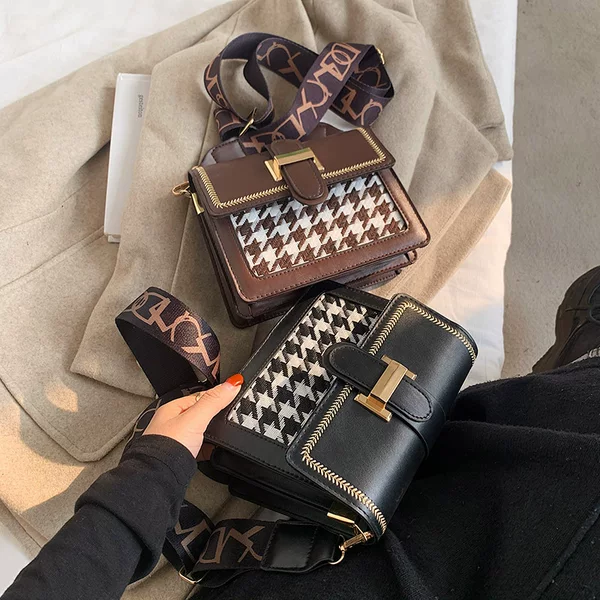 2020 New Arrival Women's Bag Fashion Retro Trendy Small Square Bag Contrast Color Shoulder Crossbody Bag Instagram Style Women's Bag