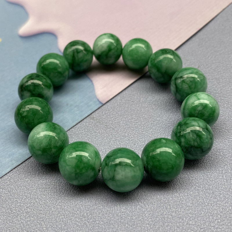 Dry Green Bracelet Quartz Rock Jade for Men and Women 14mm Light Green Dark Green Cold Jade Bracelet Round Beads Ten Yuan Mode Dry Green Bracelet Quartz Rock Jade for Men and Women 14mm Light Green Dark Green Cold Jade Bracelet Round Beads Ten Yuan Mode
