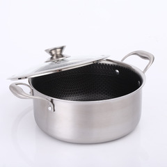 Thickened 304 stainless steel double handle honeycomb soup pot, non-coated household kitchen soup pot, factory wholesale