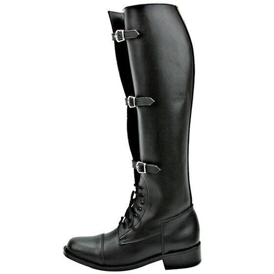 Cross-Border 2020 foreign trade new European and American round head square heel Knight boots lace-up men's boots belt buckle large size men's shoes