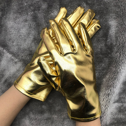 European and American sexy patent leather adult stage performance sexy costume accessories reflective thin cosplay gloves