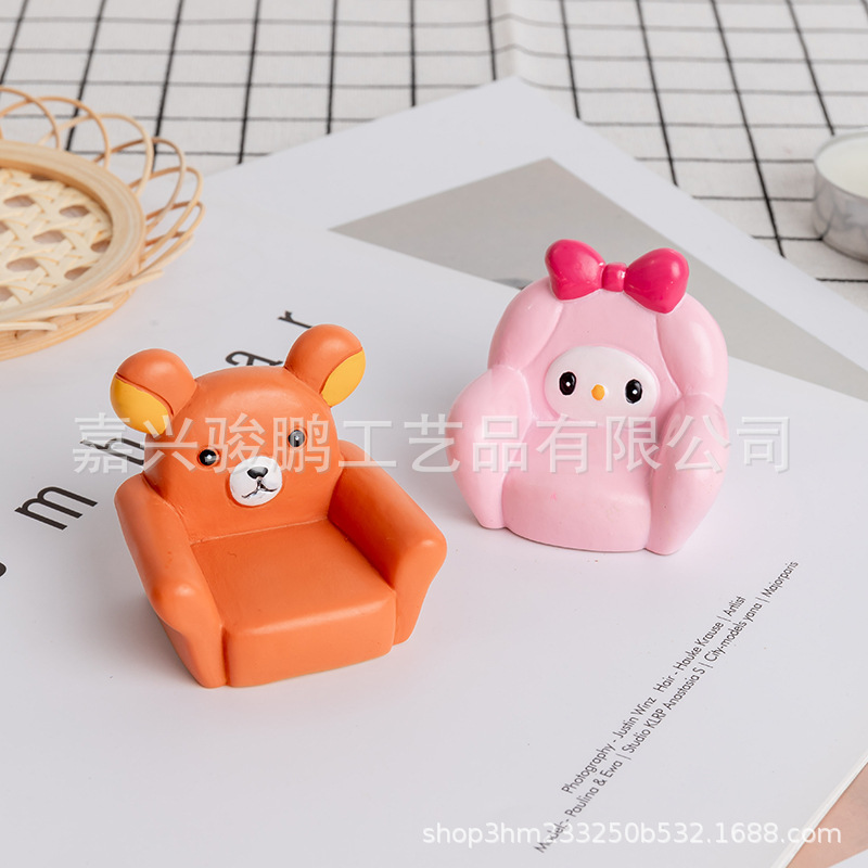 Creative Resin Crafts Birthday Cake Cartoon Sofa Bear Figurine