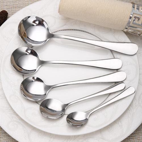 Wholesale 1010 stainless steel table spoons, thickened round spoons, dessert spoons, ice cream spoons, hotel tableware
