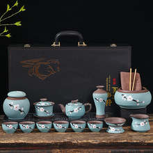 复古粗陶彩陶功夫茶具套装茶壶盖碗茶杯商务礼盒伴手礼logo批发