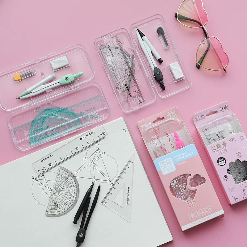 Geometric set for students, ruler, 7 pieces