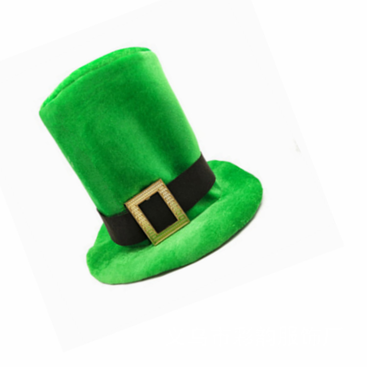 Sombreros irlandeses de veludo, trébol, sombrero alto, sombrero de San Patricio, cinturón de alfalfa, botón de gorra