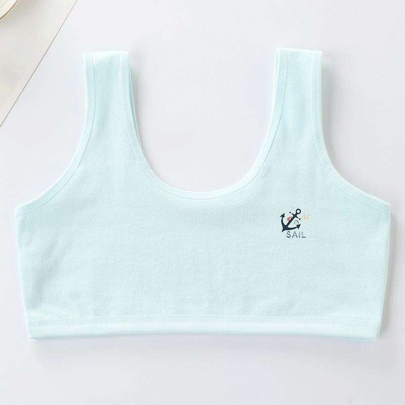 Período DE DESARROLLO ropa interior chica estudiante femenina Chaleco de algodón chica verde chica de secundaria 8-9-12 años de edad tubo superior