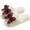 Demi-season slippers with bow, keep warm footwear indoor