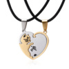 Necklace stainless steel, two-color brainteaser heart shaped engraved for beloved, cat