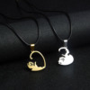 Necklace stainless steel, two-color brainteaser heart shaped engraved for beloved, cat