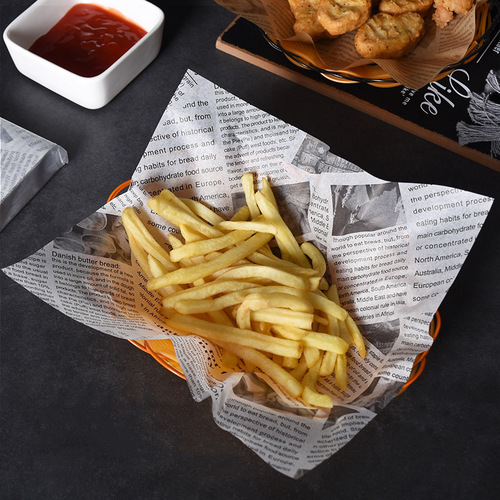 Baking tray thickened grease-proof paper frying paper American English newspaper oil-absorbing paper French fries hamburger bread paper