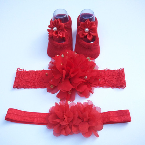 Korean style baby hair accessories gift box set 0-1 year old baby headband socks newborn gift 100th day gift