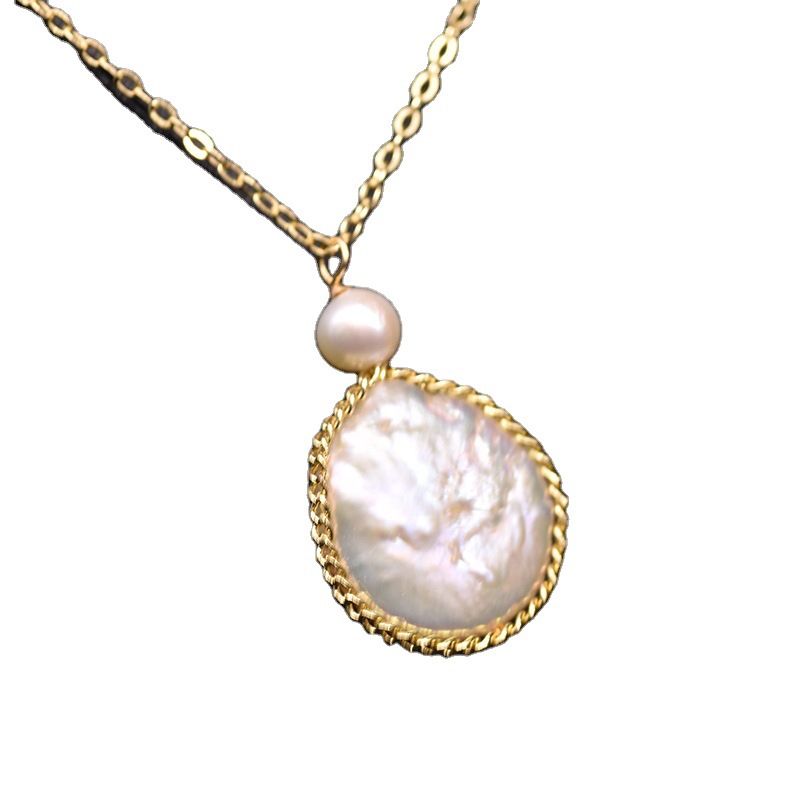 Natürliche Süßwasserperlenkette Für Damen Mit Barock Anhänger_voghion.com