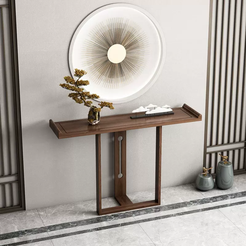 新中式简约实木玄关台靠墙长条桌供桌现代轻奢长条走廊禅意端景台
