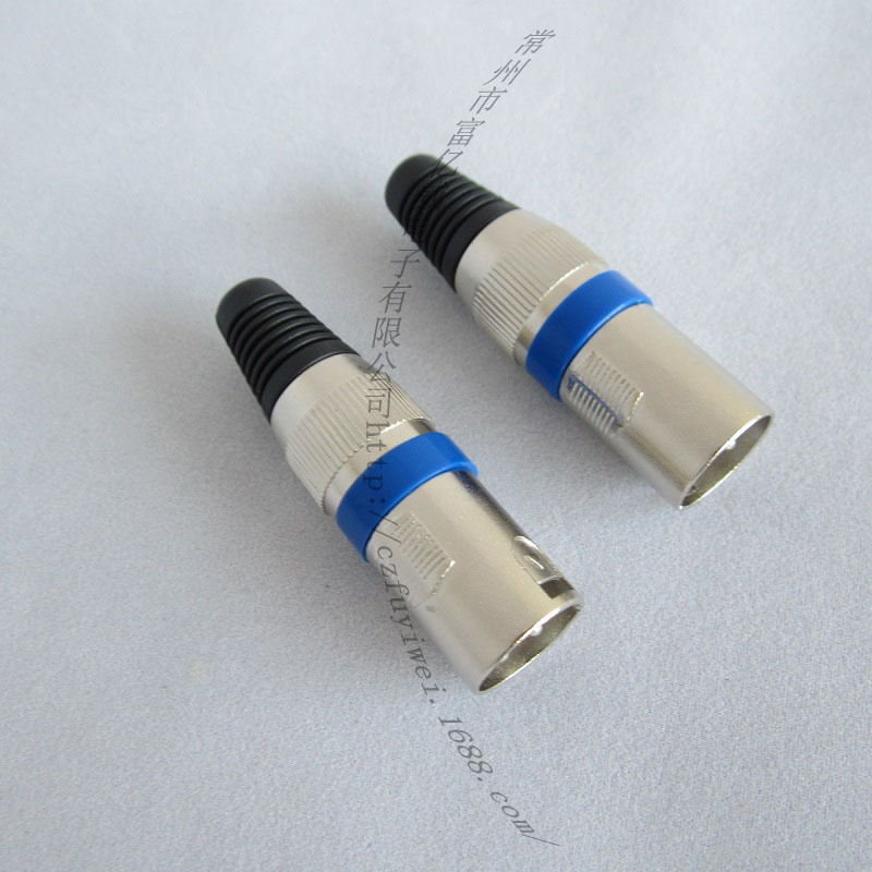 瑞式带色圈XLR麦克风卡侬头公头 XLR卡龙头 XLR卡农头 话筒插头