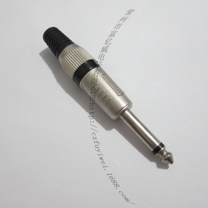 6.35单声道意式带色圈插头 6.35麦克风话筒音响插头