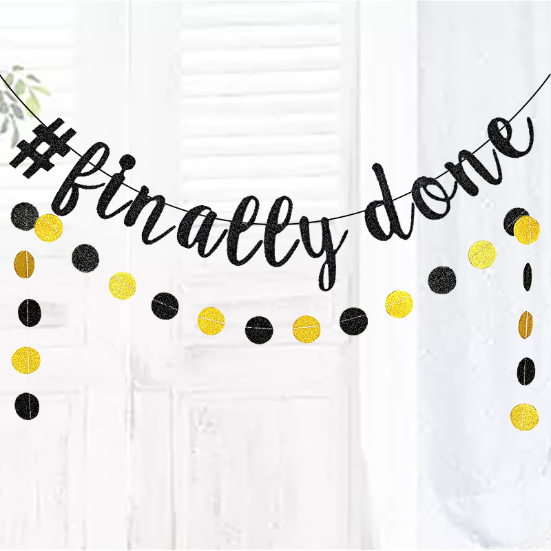 Negro finalmente hecho graduación fiesta decoración cadena bandera carta decoración fiesta de cumpleaños tire bandera