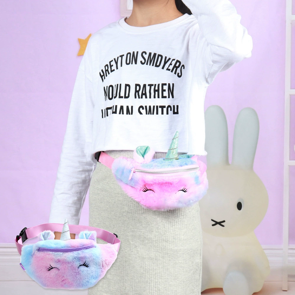 Модная маленькая девочка Единорог плюшевая поясная сумка Съемная мультяшная сумка-мессенджер детская милая плюшевая сумка через плечо