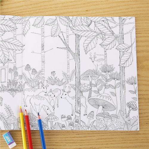 A hand-drawn, colorable doodle book for an enchanting dreamlike journey with a storyline, a beautiful stress-relief masterpiece.