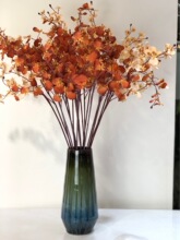 单支孔雀跳舞兰 绢花 婚礼现场布置花 兰色灰色 焦糖色仿真花