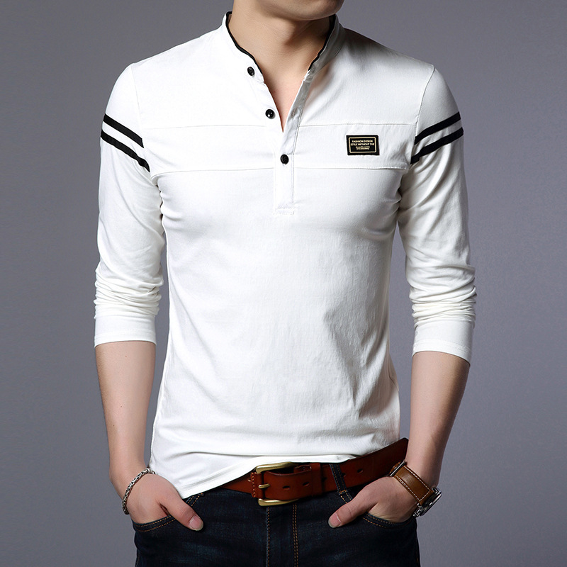 [Se puede agregar una etiqueta de lavado en inglés] Camiseta de manga larga de primavera Camiseta de algodón delgado Camisa de fondo Top Ropa de hombre coreano