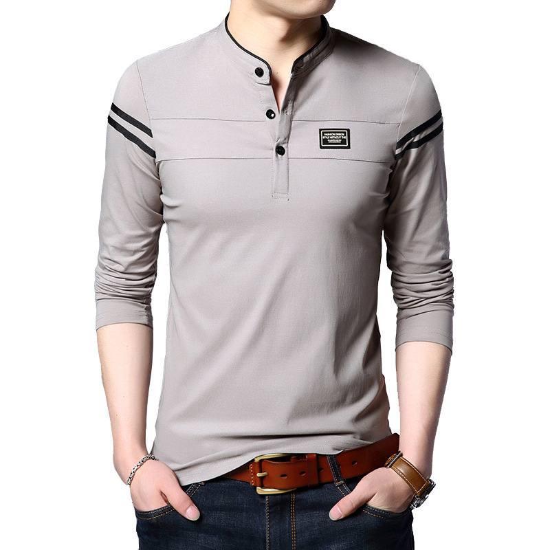 [Se puede agregar una etiqueta de lavado en inglés] Camiseta de manga larga de primavera Camiseta de algodón delgado Camisa de fondo Top Ropa de hombre coreano