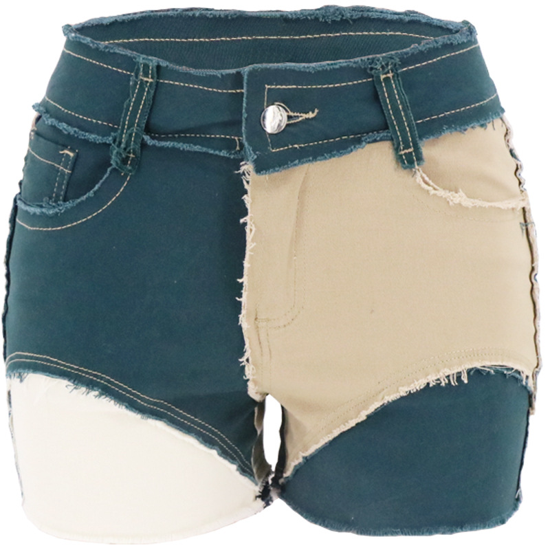2023 verano suministro directo de fábrica europeo y americano Amazon nueva alta calidad multi-color costura estiramiento ropa de mujer pantalones cortos de mezclilla