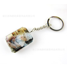 钥匙扣水晶白胚影像耗材批发二合一长方扣项链绳吊坠厂家直供