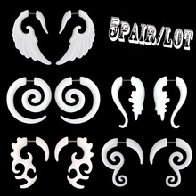 亚克力假耳廓316L不锈钢不对称蜗牛螺旋耳钉异形翅膀耳扩欧美跨境