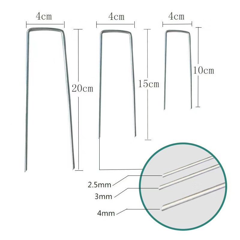 Estacas en Forma de U para Jardinería, Fijación de Invernaderos al Aire Libre, Estacas Metálicas Galvanizadas para Tiendas de Campaña, Estacas en Forma de U, Estacas para Tela Antihierbas.
