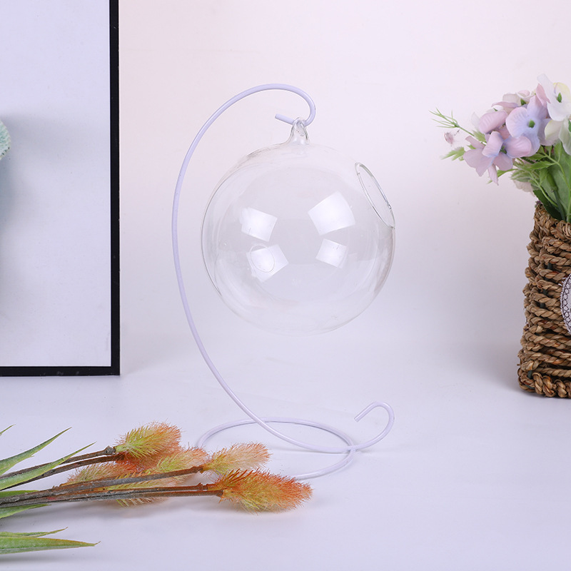 Micro-landscape wrought iron bracket Mini small potted glass hanging bottle hanging rack plant iron hanging basket iron rack hook manufacturers