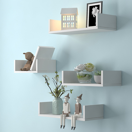 Modern Minimalist Wall Bookshelf Shelf U-shaped Dividers Living Room Bedroom Wall Decor Shelf Creative Wall Mount