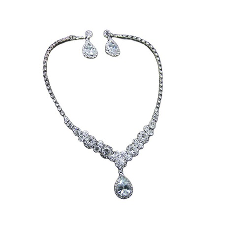Wedding wholesale women's necklace and earrings set, bride's wedding dress necklace, dinner banquet jewelry