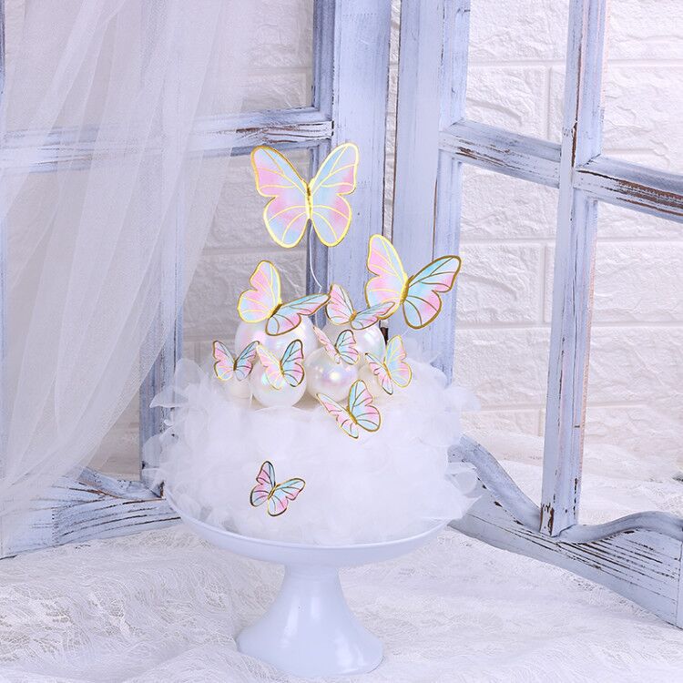 Cake Decoration Internet Celebrity Ins Style Pink Purple Fairy Butterfly Cake Decoration Insert Birthday Cake Insert
