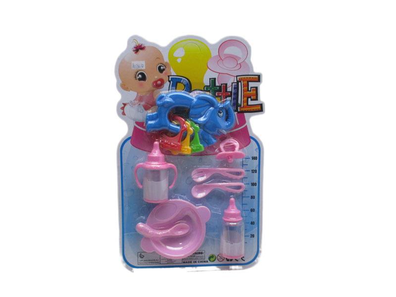 新款婴儿智力玩具 奶瓶配餐具+摇铃 婴幼儿早教玩具H078630