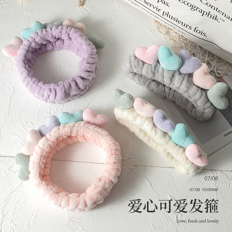 [Entrega de una pieza] Nuevo estilo coreano lindo colorido amor cara lavado pelo banda maquillaje máscara yoga anti-apagado pelo accesorios