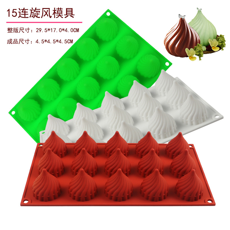 15 piezas pequeño molde de pastel de mousse de ciclón pequeña cabeza de cebolla al vapor bollo relleno molde de silicona postre molde de hornear de chocolate