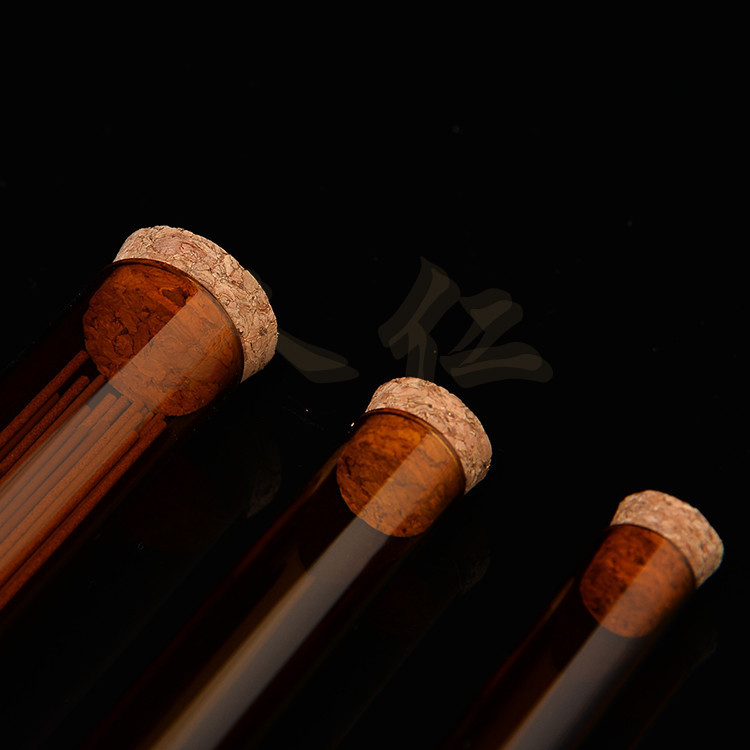 人仁棕色线香管10克长短款 玻璃平底试管避光玻璃香管款配木