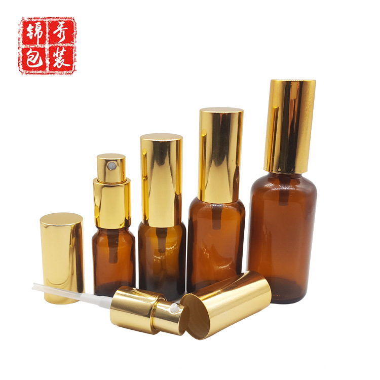 茶色滴管精油瓶玻璃瓶30ml 50ml香水喷雾瓶乳液按压化妆品分装瓶