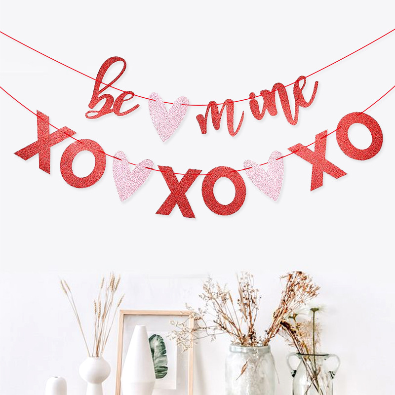 Ser mía XO propuesta de Boda boda Rosa decoración Garland Día de San Valentín amor escena diseño boda habitación Garland