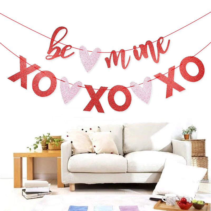 Ser mía XO propuesta de Boda boda Rosa decoración Garland Día de San Valentín amor escena diseño boda habitación Garland