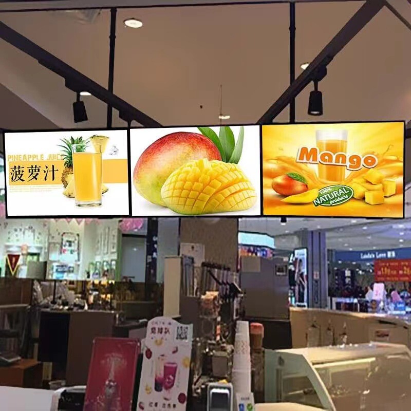 Factory direct wholesale custom hanging milk tea restaurant chain ordering display advertising light box TV Factory direct wholesale custom hanging milk tea restaurant chain ordering display advertising light box TV
