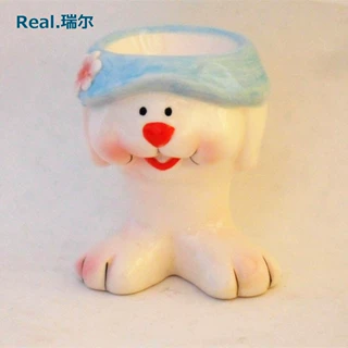 复活节系列白云土彩绘陶瓷陶瓷礼品工艺品出口可爱兔子蛋杯批发