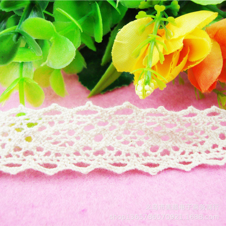 精美2cm棉线机织花边蕾丝女装袖口裙摆童装DIY辅料 家纺太阳帽缝
