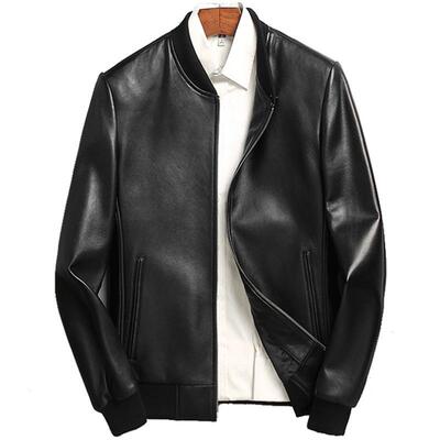 Haining genuine leather leather clothing Young men Baseball fashion locomotive genuine leather Self cultivation Jacket have cash less than that is registered in the accounts Self cultivation men's wear coat
