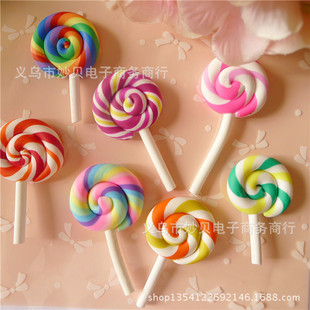 Simulation soft pottery lollipop cream mobile phone case accessories children head decoration marine bottle micro landscape decoration