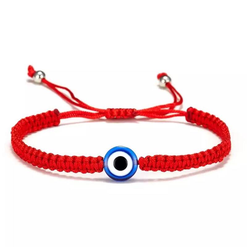 Europe and the United States cross-border hot jewelry blue eyes evil eye red rope hand woven devil's eye adjustable knot bracelet