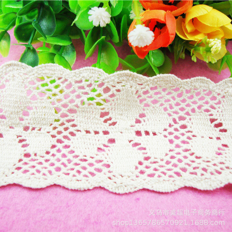 6.5cm棉线刺绣机织花边 鞋花蝴蝶结家纺童装裙摆领口手工辅料