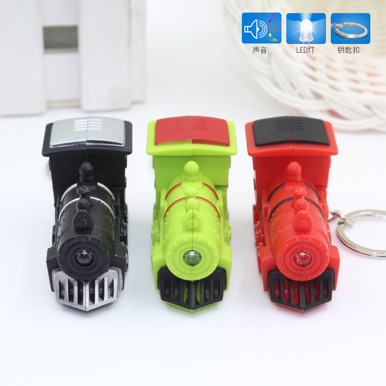 Small Gift Train Led Light Sound Luminous Keychain Pendant Kidsren's Jewelry Led Light Keychain