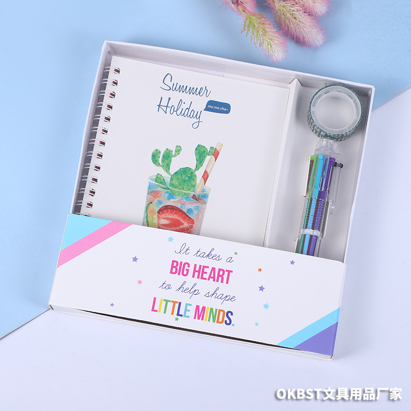 Coreano de dibujos animados cactus estudiante creativo color bolígrafo cinta diario libreta libro mano regalo traje
